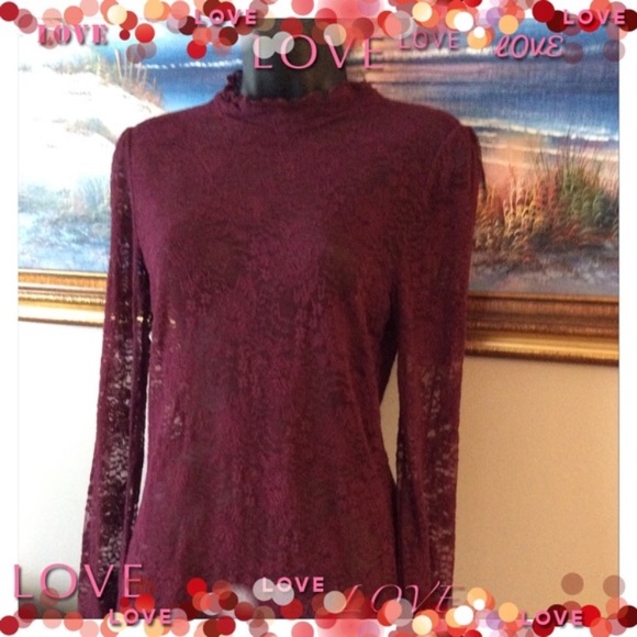 Free People Lace Burgundy Top - Picture 4 of 4